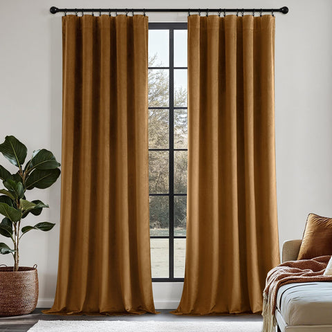 MIULEE Velvet Blackout Curtains-Golden Brown-40Wx90L