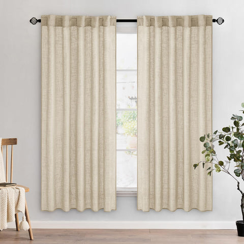 miulee soft thick linen textured window drapes back tab linen 52Wx72L