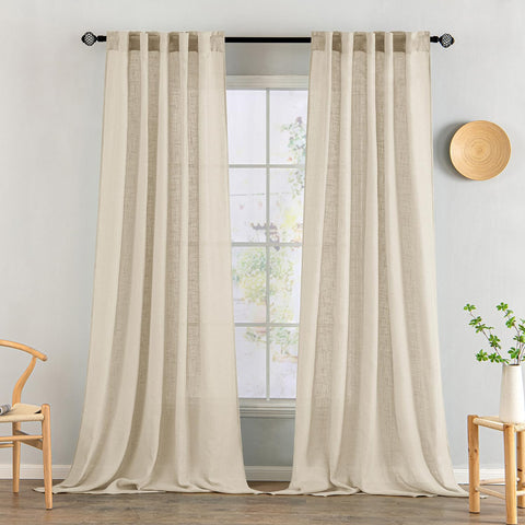 miulee soft thick linen textured window drapes back tab linen 52Wx90L