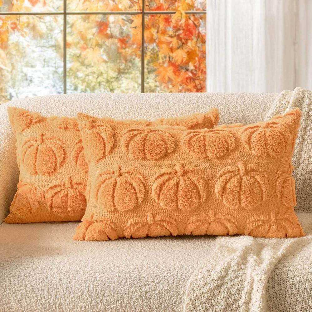 Fall Pumpkin Throw Pillow Covers  Pumpkin 20x12-inch
