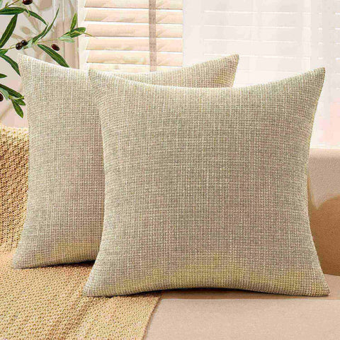 MIULEE Burlap Linen Throw Pillow Covers 18x18 Inch Set of 2 Beige Farmhouse Decorative Pillows Modern Pillowcases Soft Accent Cushion Covers for Outdoor Couch Sofa Bedroom Livingroom Home Decor
