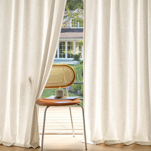 miulee light filtering farnhouse textured back tab curtains ivory 52Wx63L
