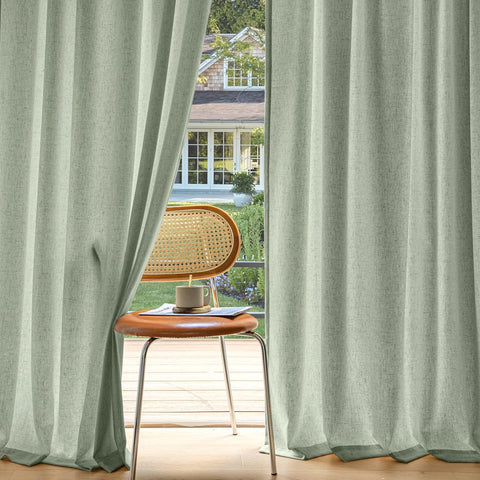 miulee light filtering farnhouse textured back tab curtains sage green 52Wx63L