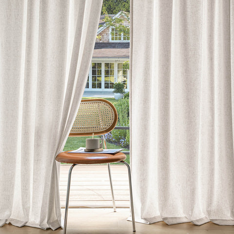 miulee light filtering farnhouse textured back tab curtains white 52Wx63L