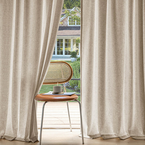 miulee light filtering farnhouse textured back tab curtains taupe 52Wx63L
