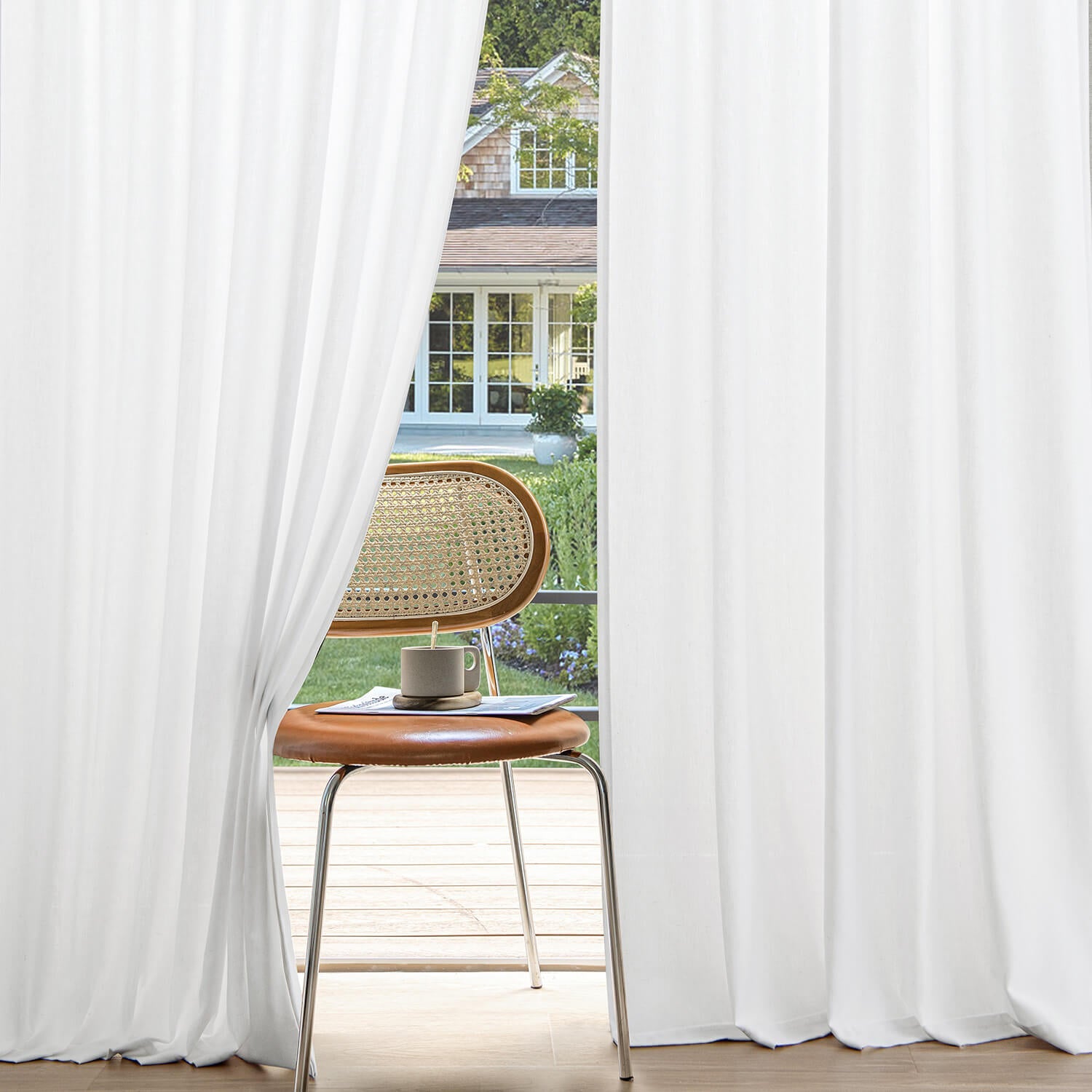 miulee light filtering farnhouse textured back tab curtains pure white 52Wx90L