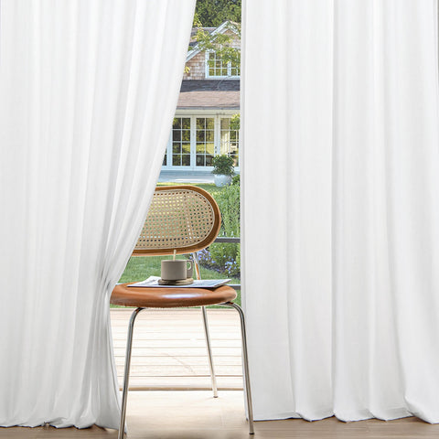 miulee light filtering farnhouse textured back tab curtains pure white 52Wx90L