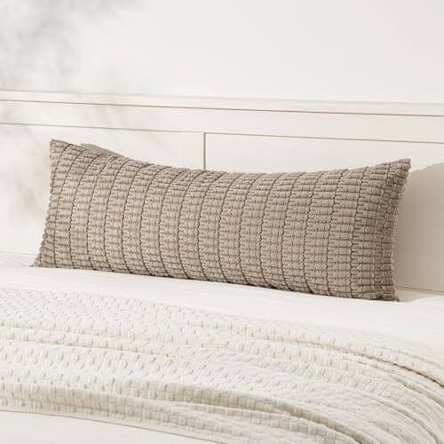 MIULEE Pack of 1 Light Grey Long Body Lumbar Decorative Throw Pillow Cover 14x36 Inch for Bed Couch Sofa Living Room Soft Boho Pillow Cover Modern Farmhouse Home Decor