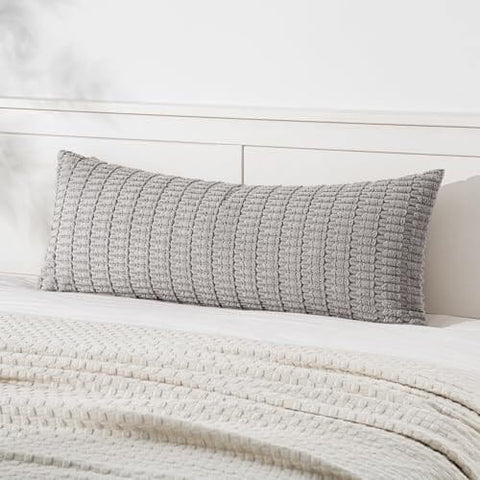 MIULEE Pack of 1 Black Long Body Lumbar Decorative Throw Pillow Cover 14x36 Inch for Bed Couch Sofa Living Room Soft Boho Pillow Cover Modern Farmhouse Home Decor