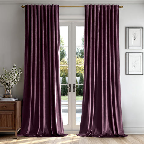 miulee luxury blackout curtains thermal insulated rod pocket back tab dark purple 52Wx84L