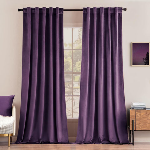 miulee luxury blackout curtains thermal insulated rod pocket back tab purple 52Wx84L