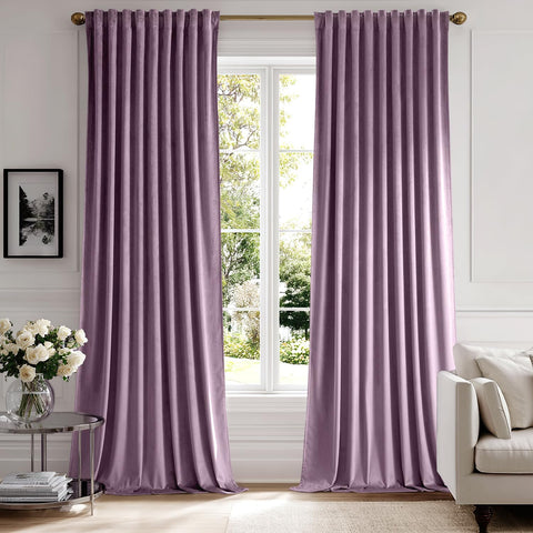 miulee luxury blackout curtains thermal insulated rod pocket back tab lavender 52Wx84L