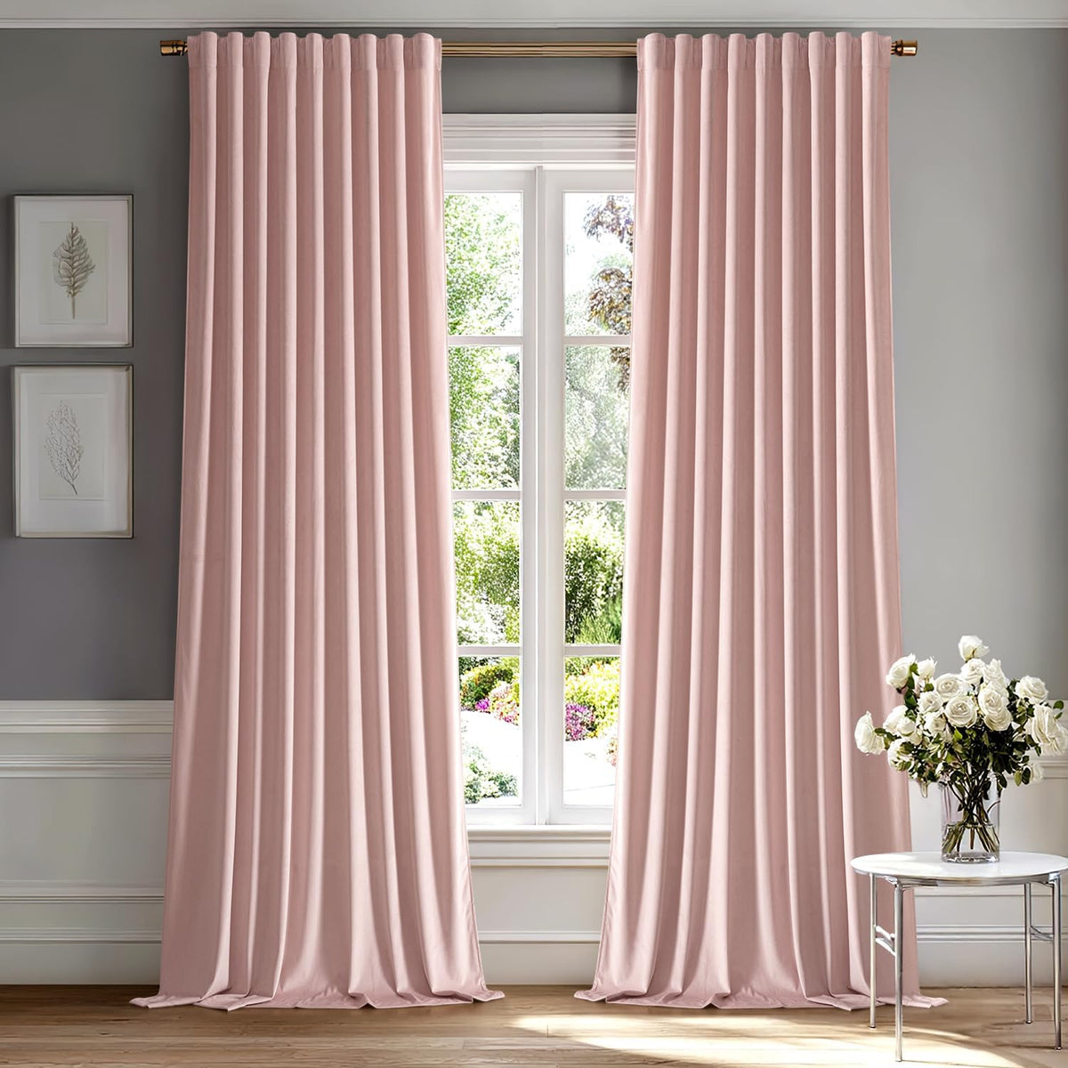 miulee luxury blackout curtains thermal insulated rod pocket back tab baby pink 52Wx84L