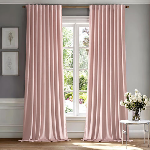 miulee luxury blackout curtains thermal insulated rod pocket back tab baby pink 52Wx84L