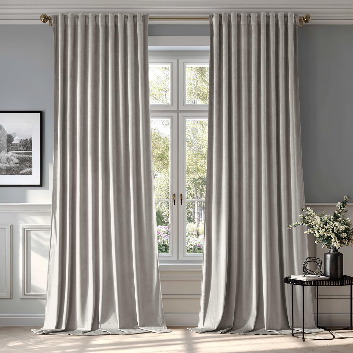 miulee luxury blackout curtains thermal insulated rod pocket back tab silver gray 52Wx84L