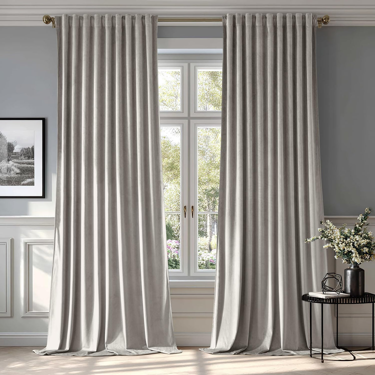 miulee luxury blackout curtains thermal insulated rod pocket back tab silver gray 52Wx84L