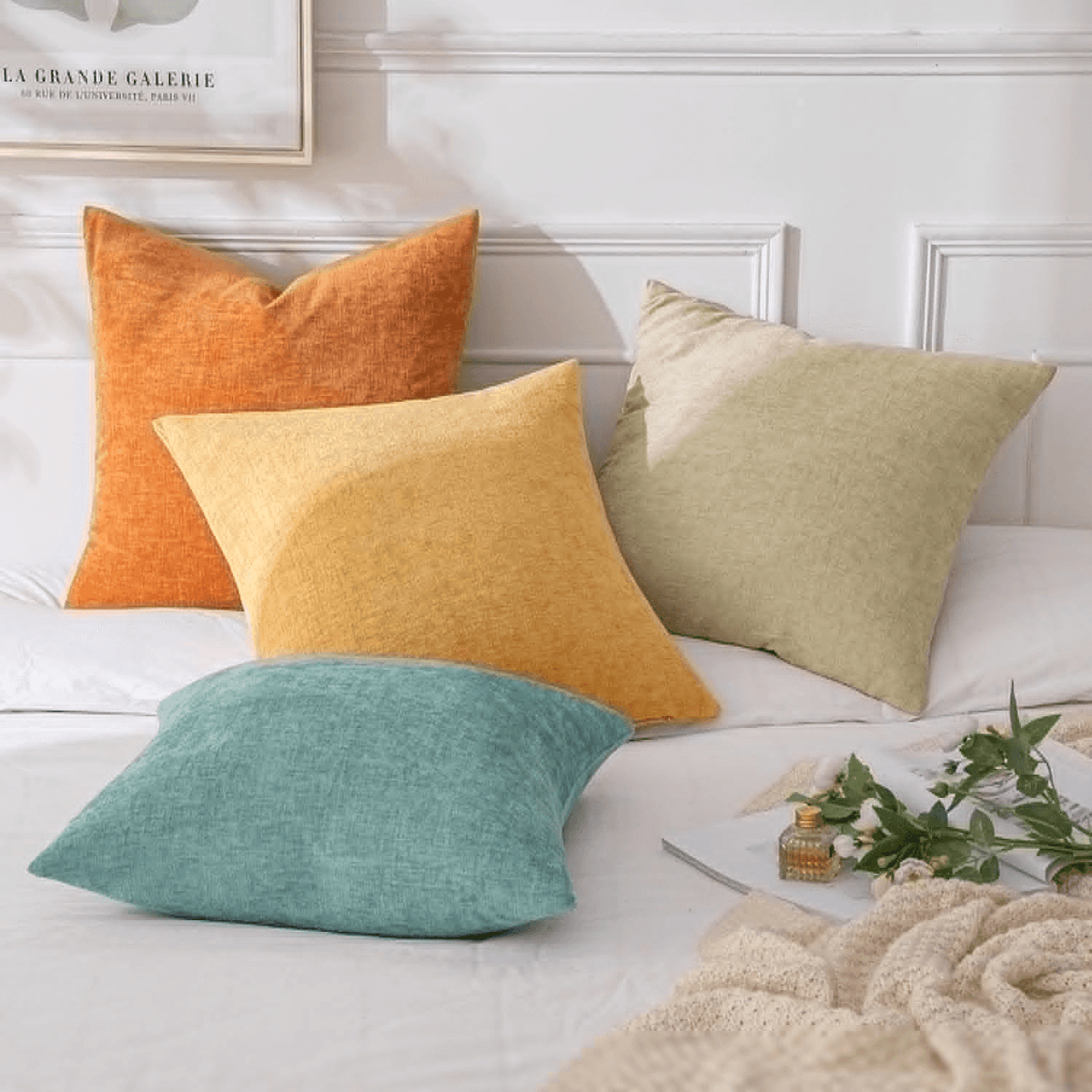 MIULEE Throw Pillow Covers Soft Chenille Couch Pillow Covers (Pack of 4)