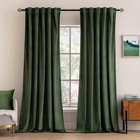 miulee luxury blackout curtains thermal insulated rod pocket back tab olive green 66Wx96L