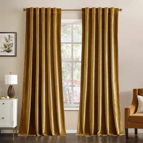 miulee luxury blackout curtains thermal insulated rod pocket back tab gold 72Wx84L