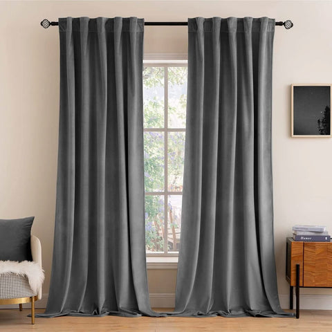 MIULEE Velvet Curtains Luxury Blackout Curtains for Bedroom Living Room Thermal Insulated Fall Decor Super Soft Rod Pocket & Back Tab 2 Panels