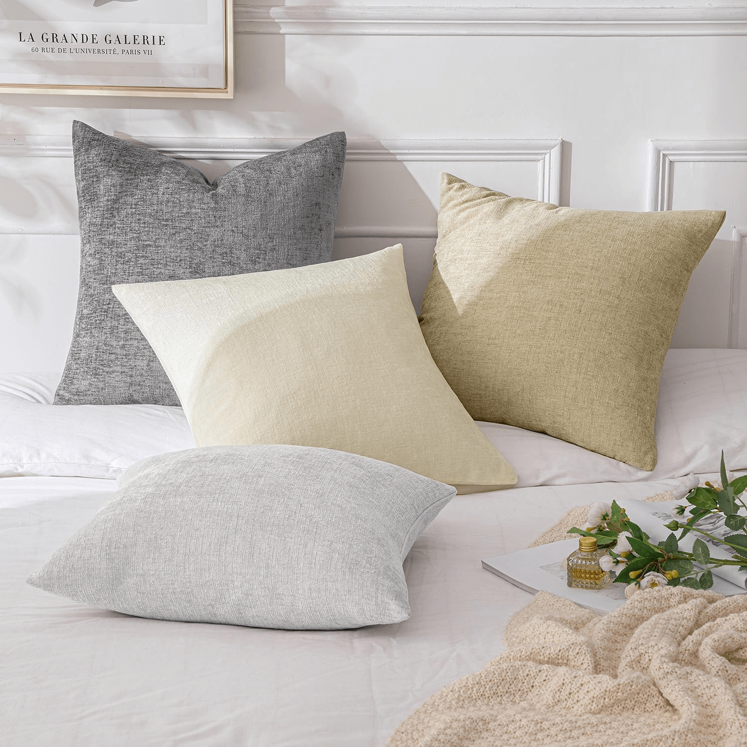 MIULEE Throw Pillow Covers Soft Chenille Couch Pillow Covers (Pack of 4)