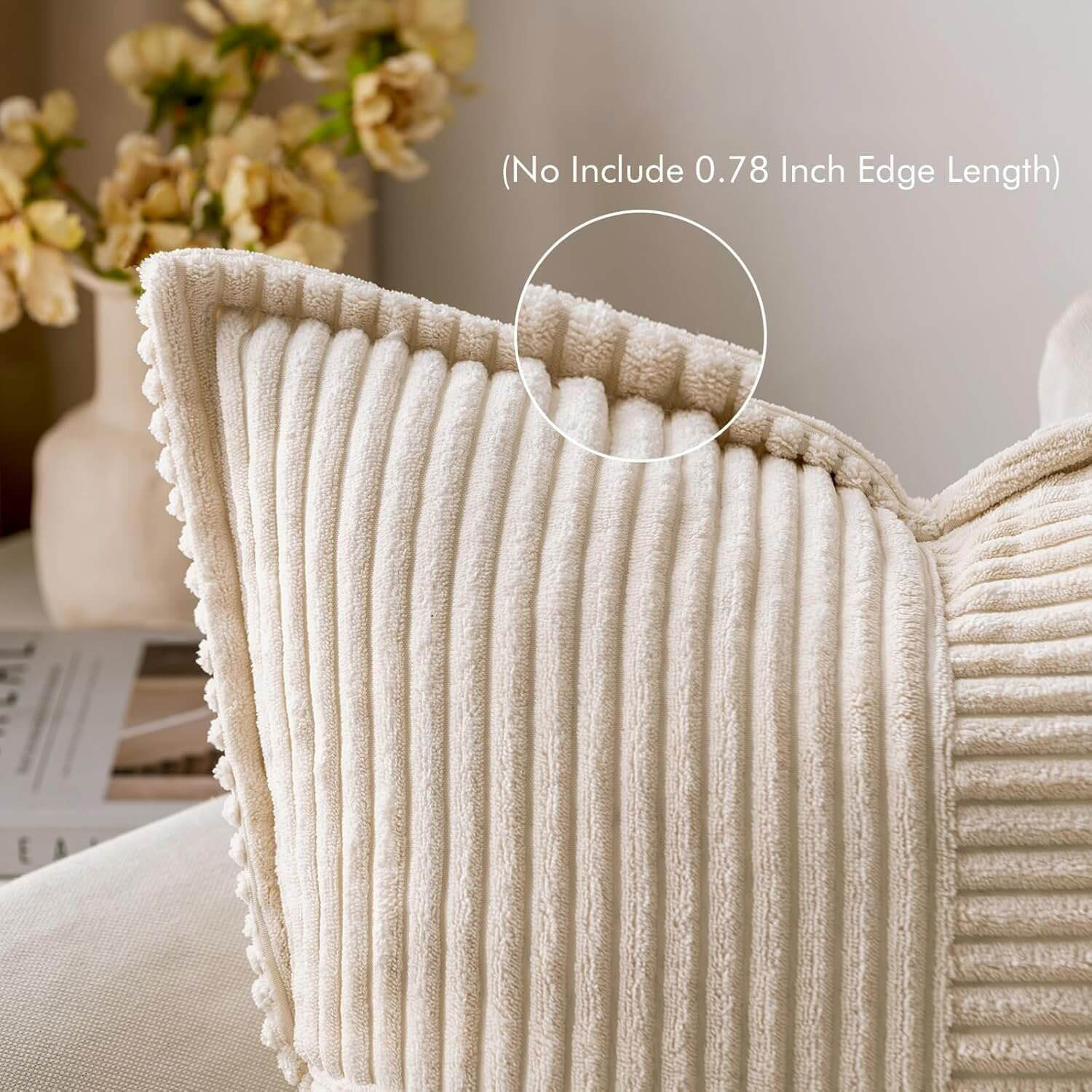 MIULEE Decorative Soft Boho Striped Corduroy Pillow Covers With Textured Splicing (Pack of 2)