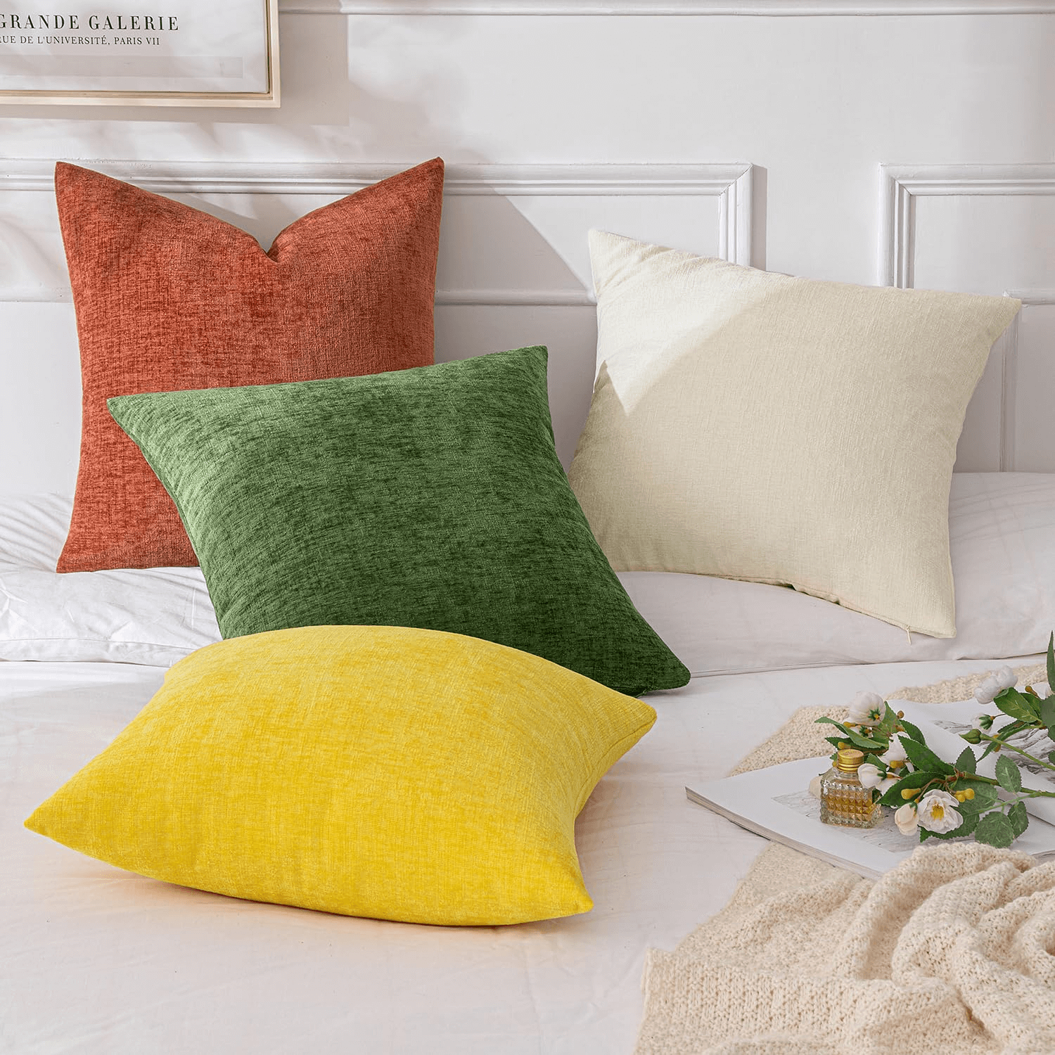 MIULEE Throw Pillow Covers Soft Chenille Couch Pillow Covers (Pack of 4)