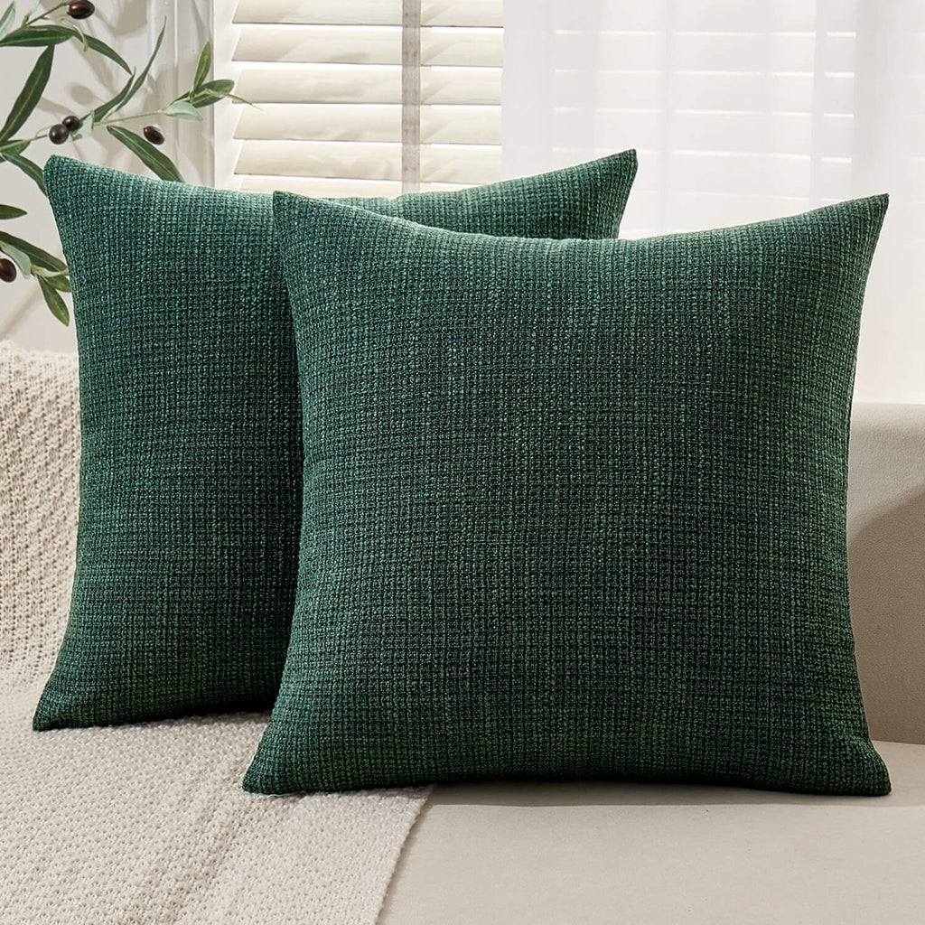 MIULEE Burlap Linen Throw Pillow Covers 18x18 Inch Christmas Dark Green Decorative Pillow Covers Modern Farmhouse Pillowcases Soft Accent Cushion Covers for Couch Sofa Bedroom Living Room Home Decor