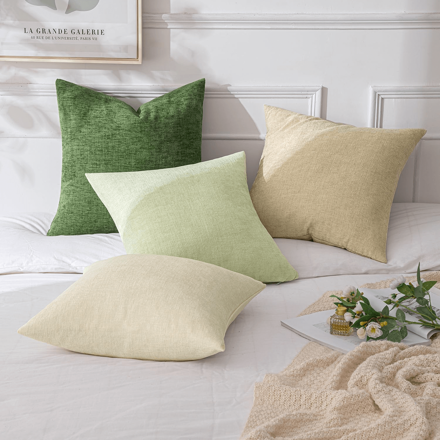 MIULEE Throw Pillow Covers Soft Chenille Couch Pillow Covers (Pack of 4)