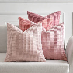 MIULEE Pack of 4 Corduroy Decorative Throw Pillow Covers 18x18 Inch Soft Boho Couch Throw Pillows Modern Farmhouse Home Decor for Sofa Living Room Bed Chameleon Pink