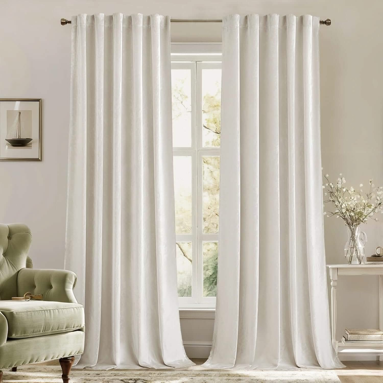 MIULEE Customized Velvet Luxury Blackout Curtains Thermal Insulated (2 Panels) - Back Tab & Rod Pocket