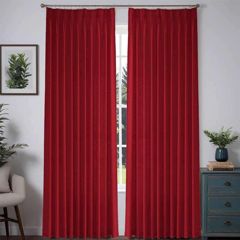 Bold Custom Heavyweight Linen Drape Pleated - 36 Colors-14-Red