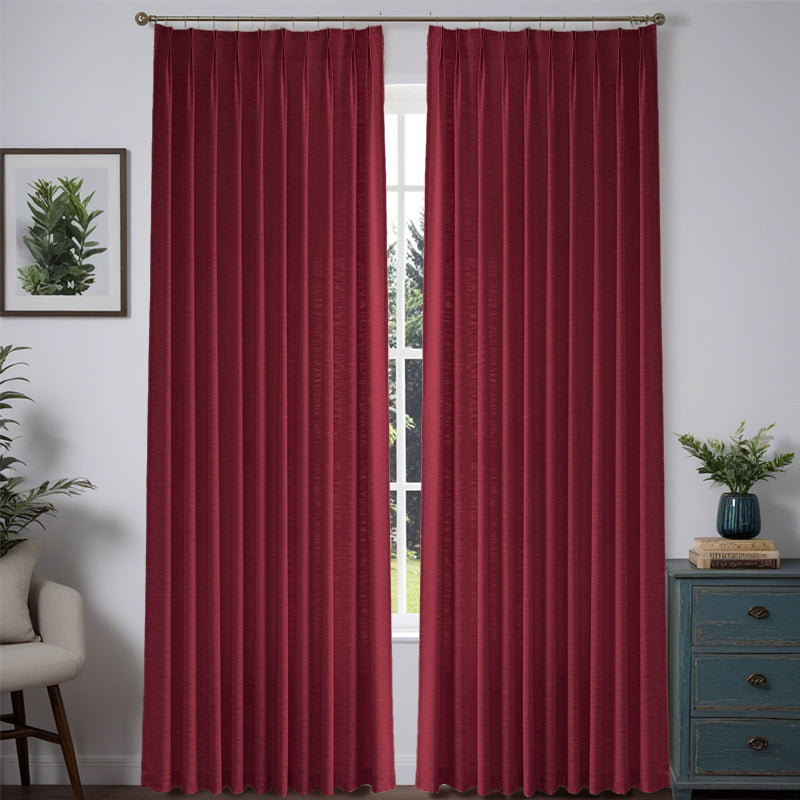 Bold Custom Heavyweight Linen Drape Pleated - 36 Colors-15-Burgundy