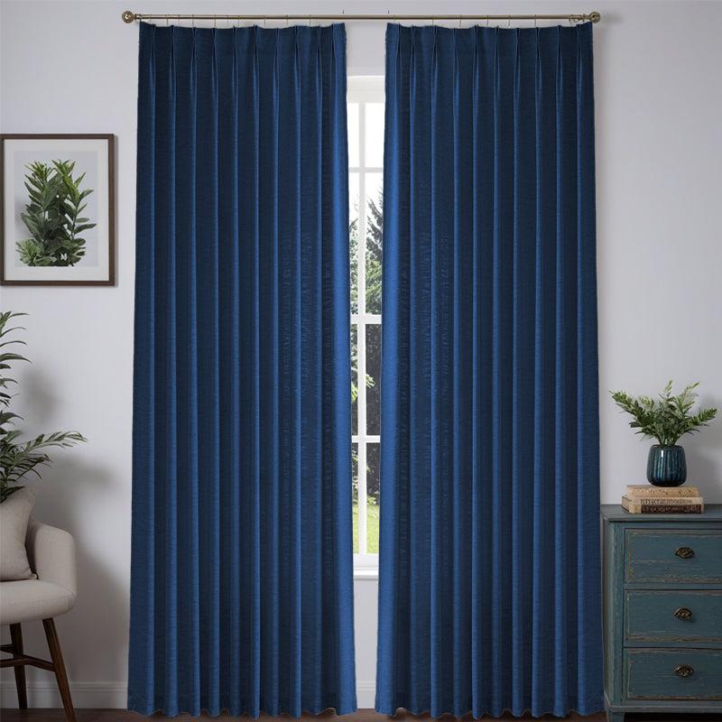 Bold Custom Heavyweight Linen Drape Pleated - 36 Colors-16-Midnight-Blue