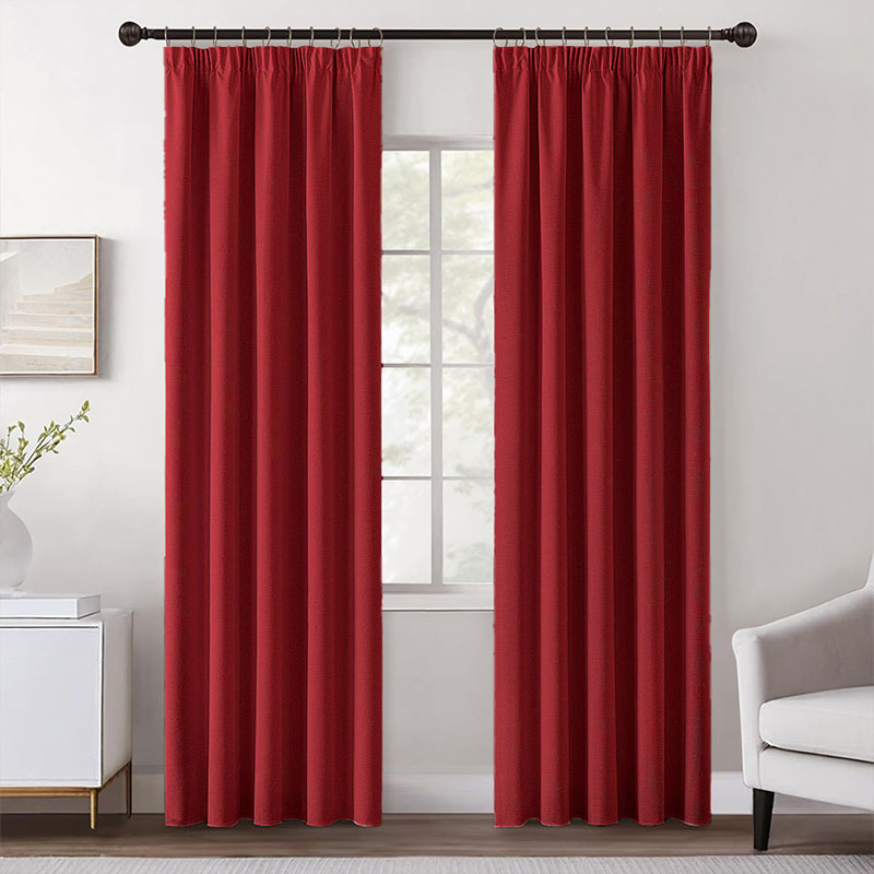 MIULEE Customized 100% Blackout Linen Textured Curtains (2 Panels) - Pencil Pleat & Rod Pocket