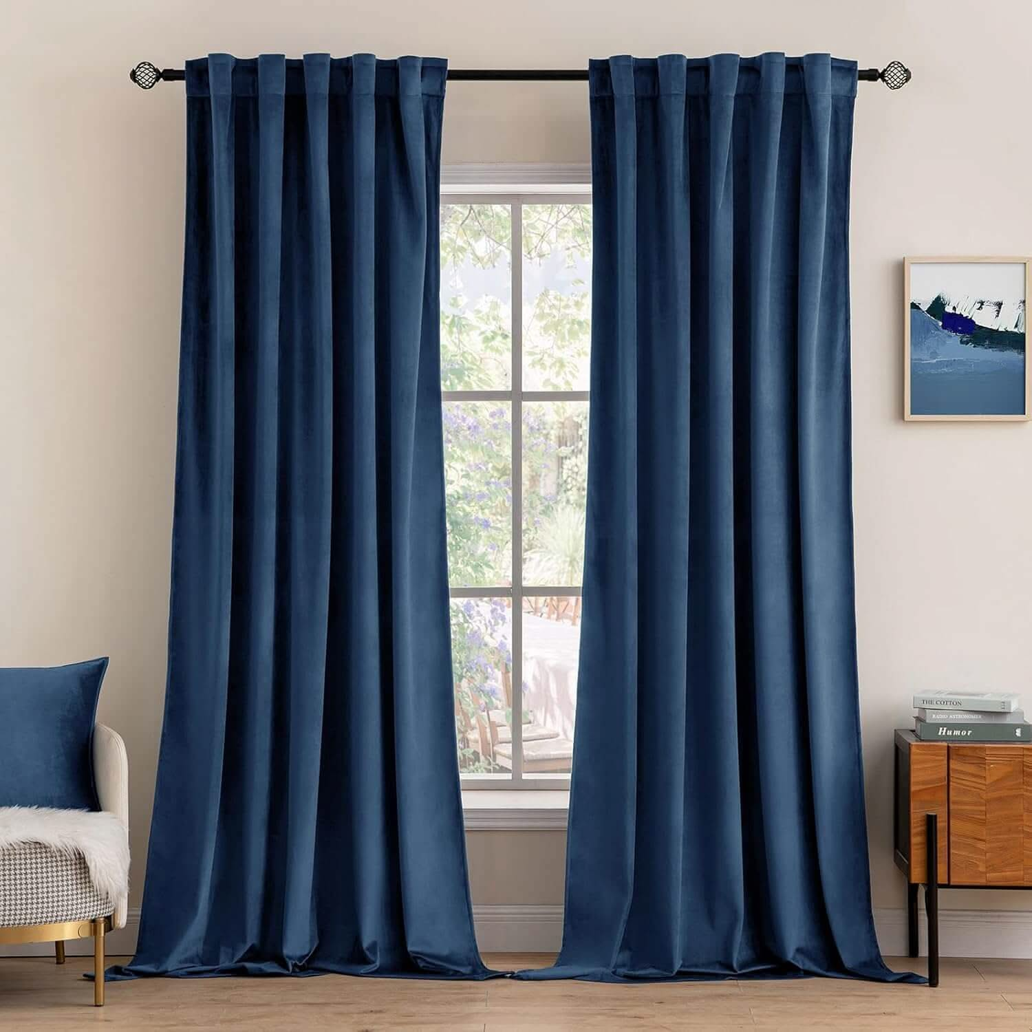 MIULEE Customized Velvet Luxury Blackout Curtains Thermal Insulated (2 Panels) - Back Tab & Rod Pocket