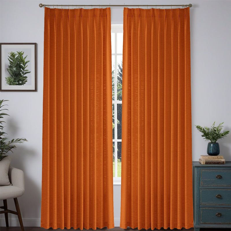 Bold Custom Heavyweight Linen Drape Pleated - 36 Colors-18-Bright-Orange