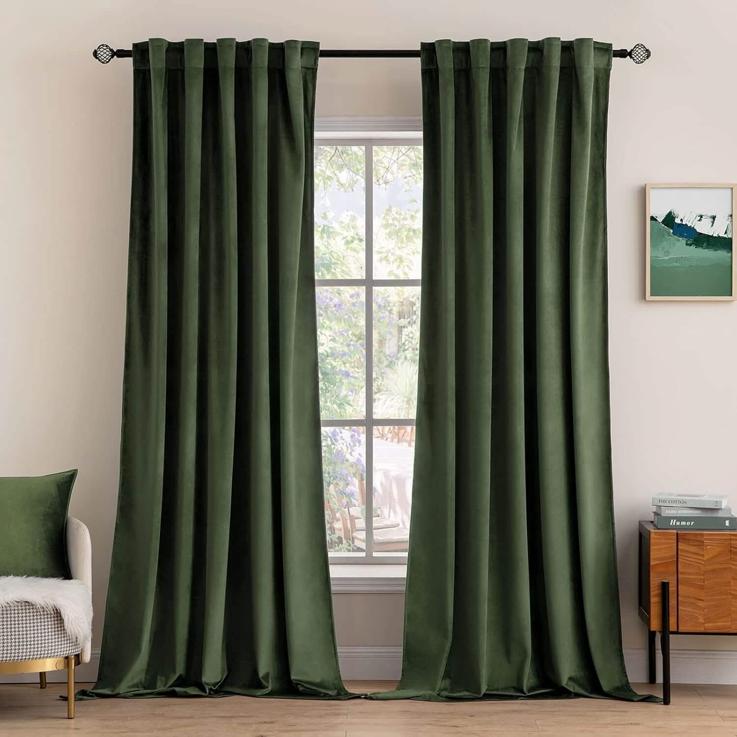 MIULEE Velvet Curtains Luxury Blackout Curtains for Bedroom Living Room Thermal Insulated Fall Decor Super Soft Rod Pocket & Back Tab 2 Panels