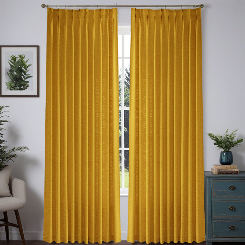 Bold Custom Heavyweight Linen Drape Pleated - 36 Colors-19-Bright-Yellow