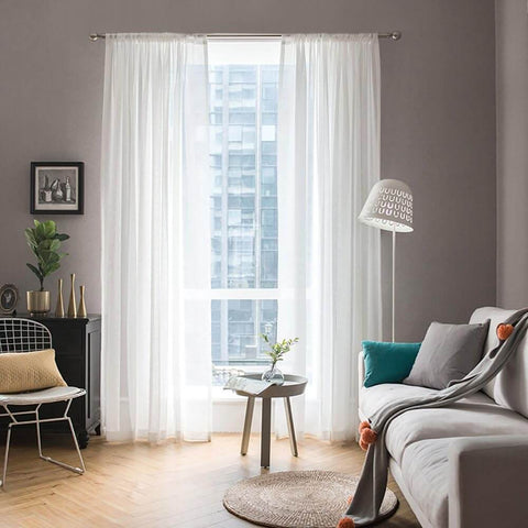 MIULEE 2 Panels Sheer Window Curtains 54 X 54 Inches White