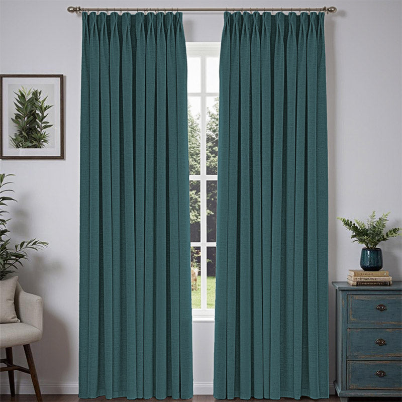 Bold Custom Heavyweight Linen Drape Pleated - Turquoise