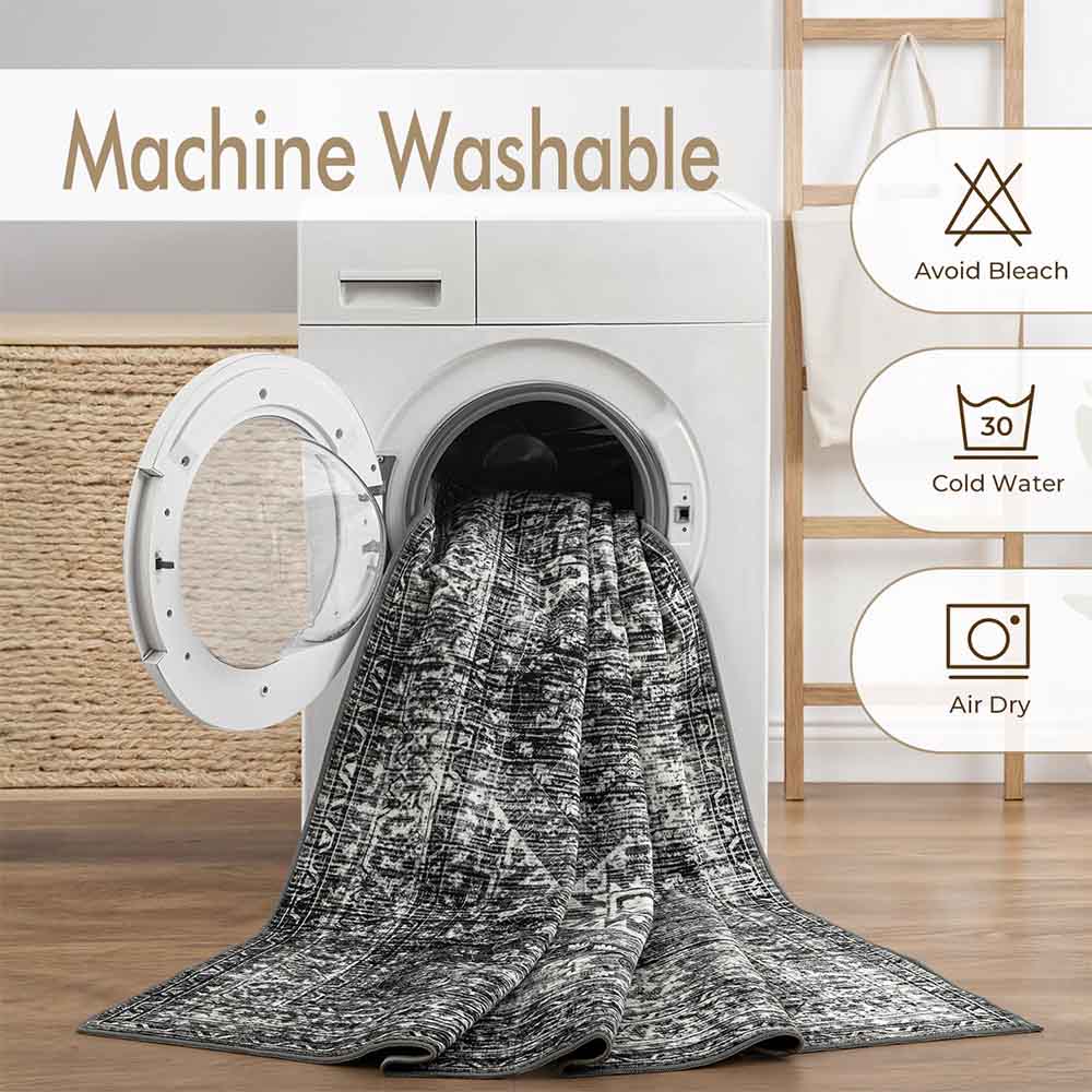 Vintage Washable Low Pile Area Rugs