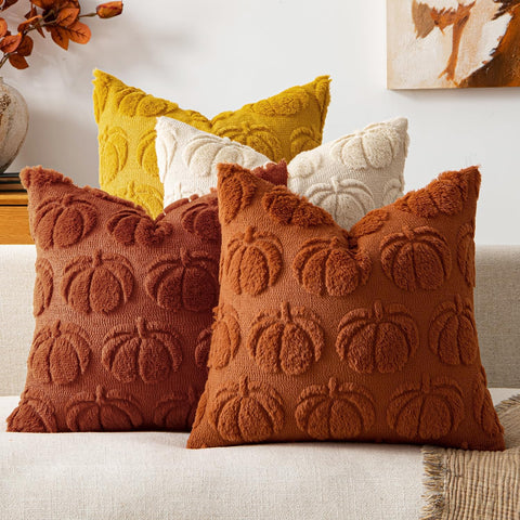 MIULEE Fall Pumpkin Pillow Covers Rust-Yellow 18x18