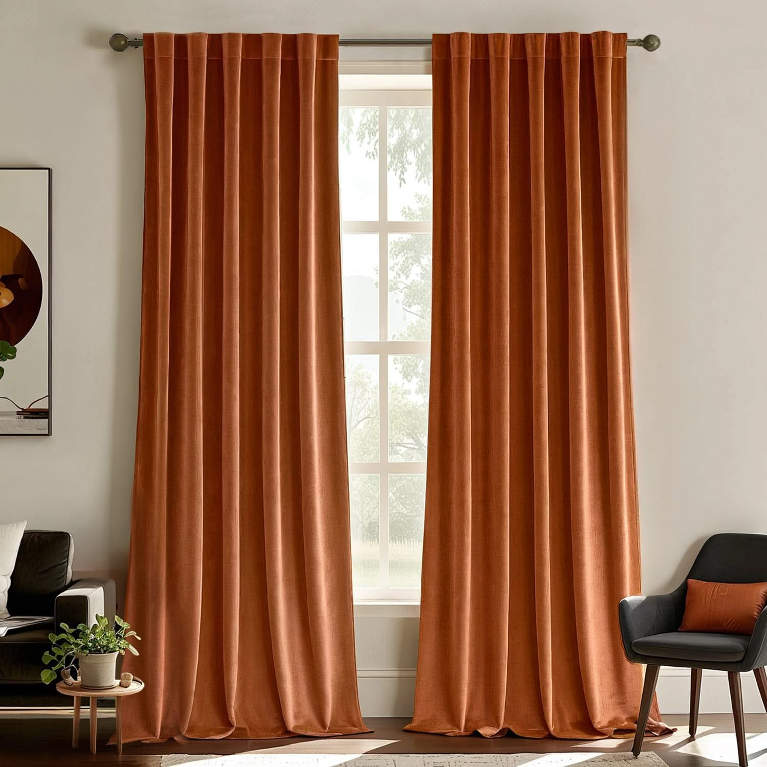 MIULEE Customized Velvet Luxury Blackout Curtains Thermal Insulated (2 Panels) - Back Tab & Rod Pocket