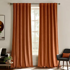 MIULEE Customized Velvet Curtains Luxury Blackout Curtains Thermal Insulated-2 Panels-Orange