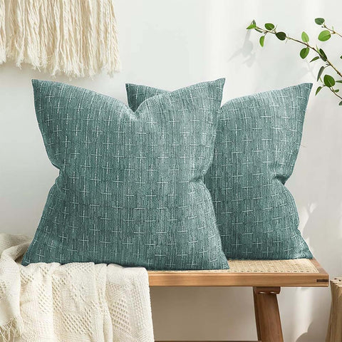 Decorative Burlap Linen Throw Pillow Covers azure 24x24-inch