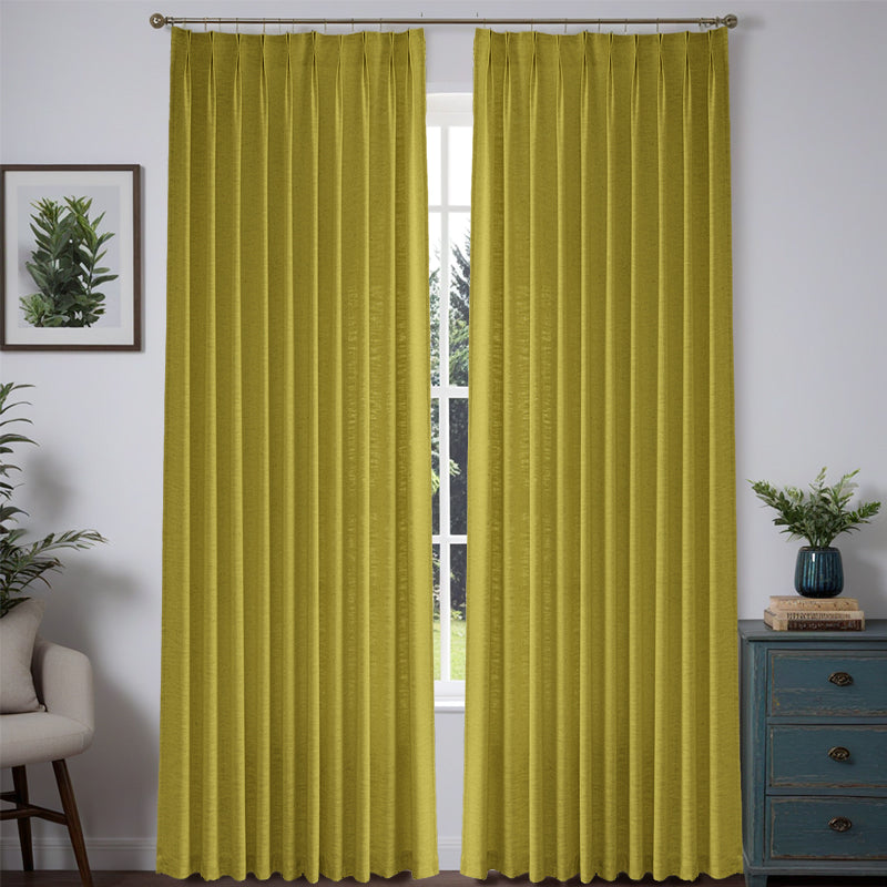 Bold Custom Heavyweight Linen Drape Pleated - 36 Colors-21-Chartreuse