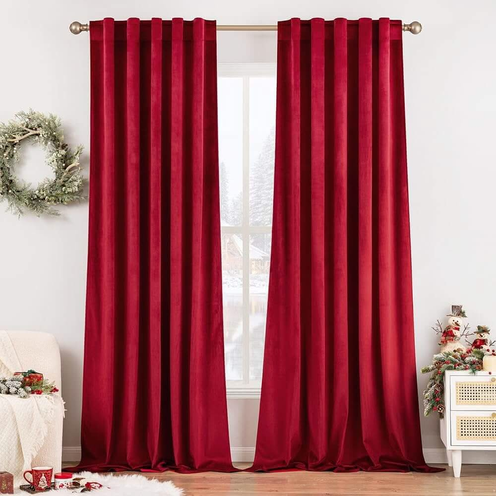 MIULEE Velvet Curtains Luxury Blackout Curtains for Bedroom Living Room Thermal Insulated Fall Decor Super Soft Rod Pocket & Back Tab 2 Panels