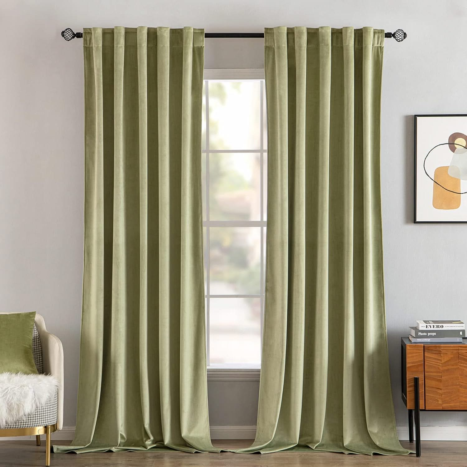 MIULEE Velvet Curtains Luxury Blackout Curtains for Bedroom Living Room Thermal Insulated Fall Decor Super Soft Rod Pocket & Back Tab 2 Panels