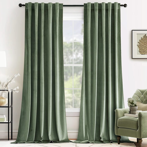 MIULEE Velvet Curtains Luxury Blackout Curtains for Bedroom Living Room Thermal Insulated Fall Decor Super Soft Rod Pocket & Back Tab 2 Panels